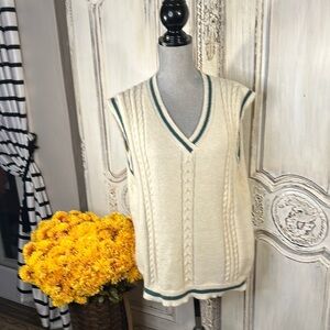 Cream Cable Knit Sweater Vest Old Money Preppy